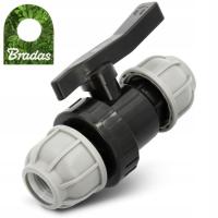 Кран BRADAS ПЭ КРБ-5 PN10 зажим 32мм - 32мм
